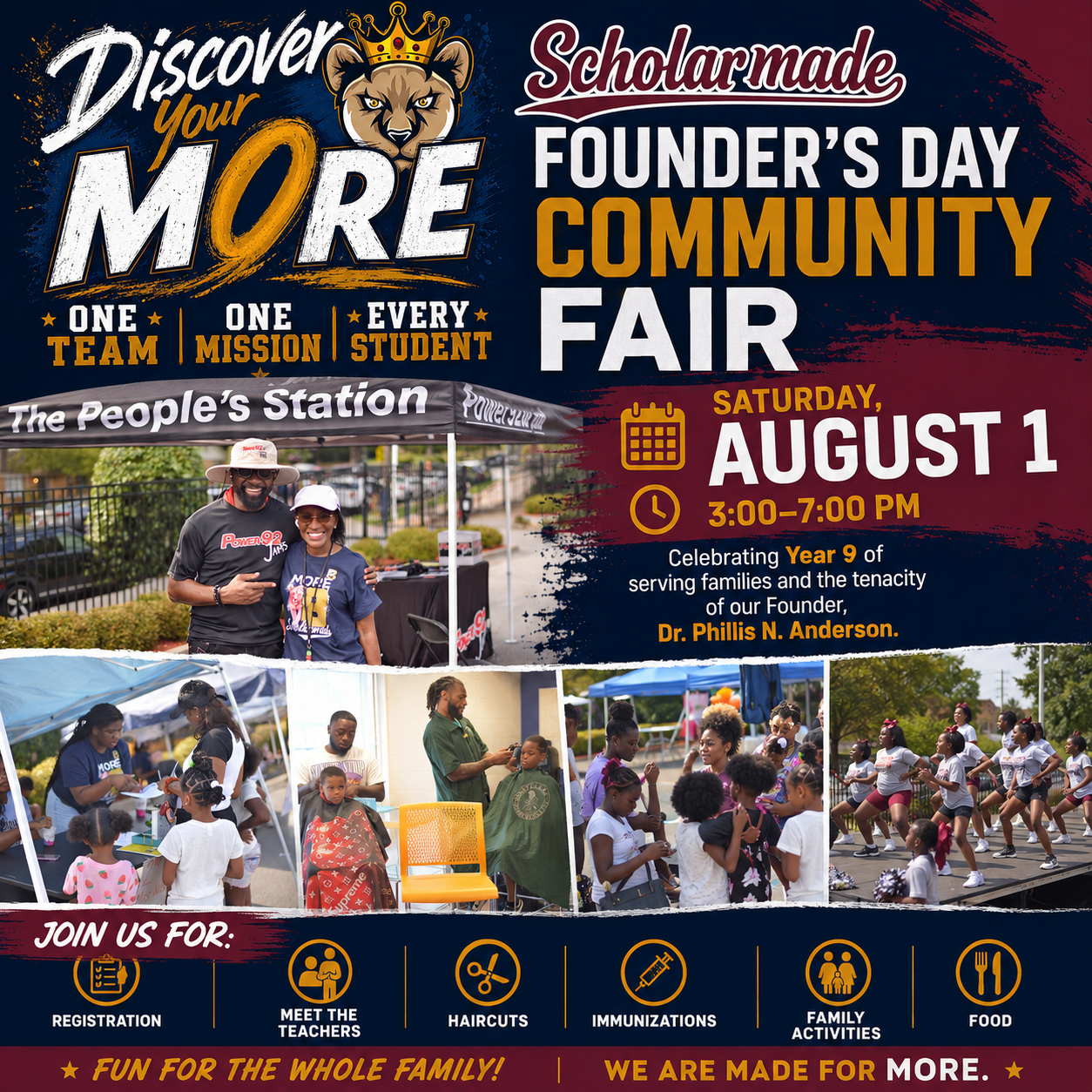 ScholarMade Community Fair and Founders Day flyer